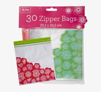 Plastpåse Ziplock Large Röd från Rice med blomstertryck