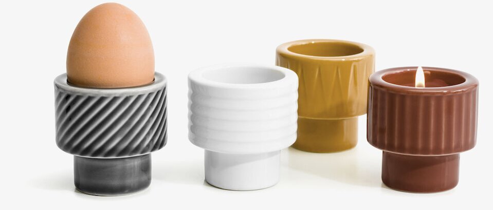 Ljuskopp/Äggkopp Coffee & More Gul från Sagaform i keramik