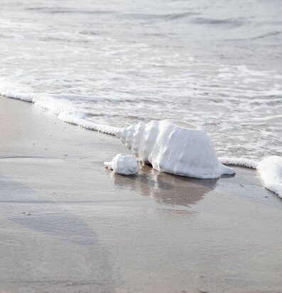 Skål Awa Vit från By ON på strand nära vattenbrynet