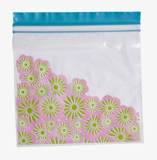 Plastpåse Ziplock Medium Rosa från Rice med blommönster