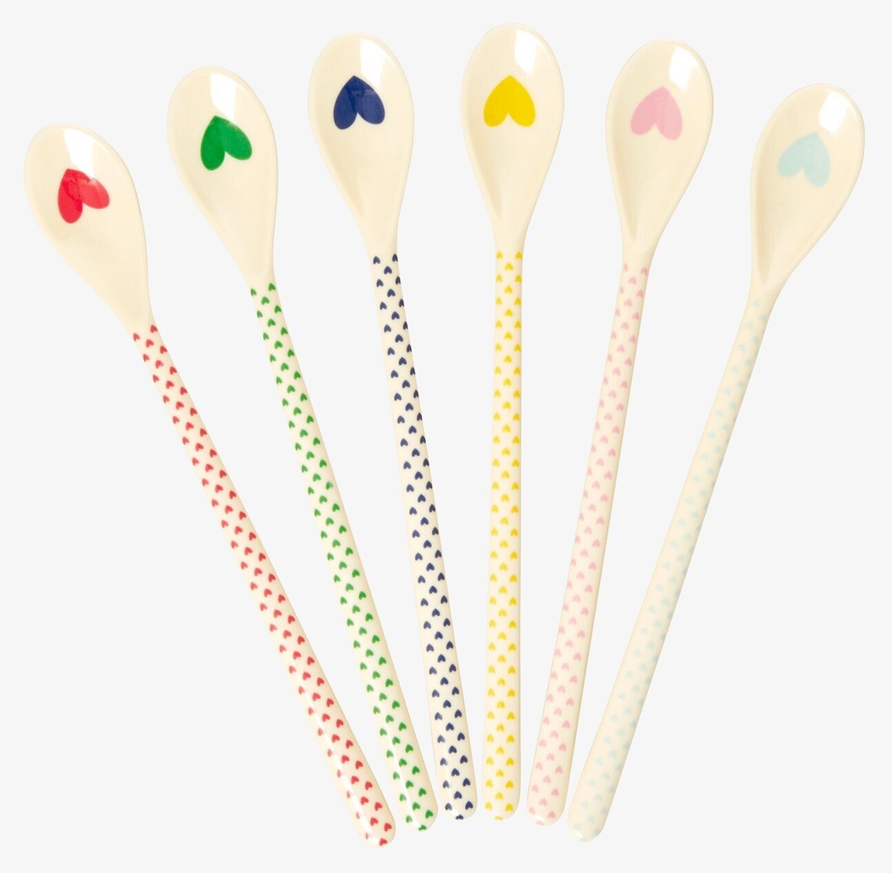 Långa Skedar - Favorite Hearts Print från Rice på vit bakgrund