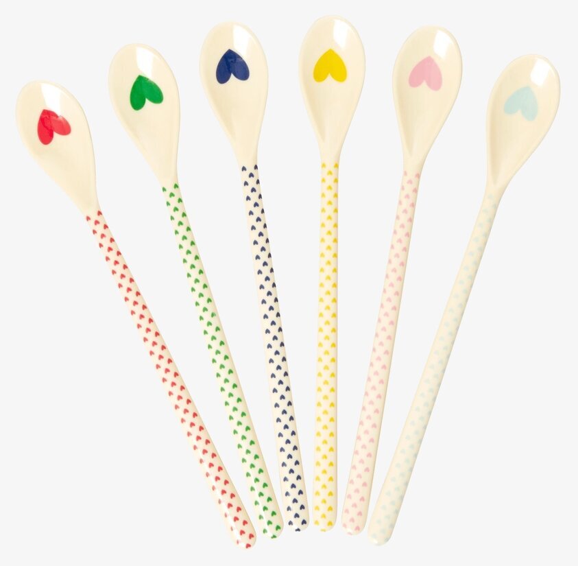 Långa Skedar - Favorite Hearts Print från Rice på vit bakgrund