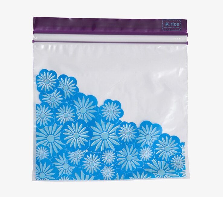 Plastpåse Ziplock Medium Blå från Rice med blommönster