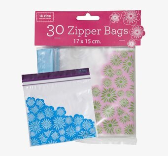Plastpåse Ziplock Medium Blå från Rice med blommotiv