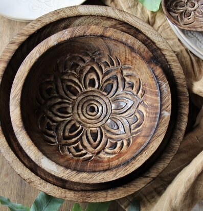 Fleur Träskål Liten - Majas Cottage med blommönster