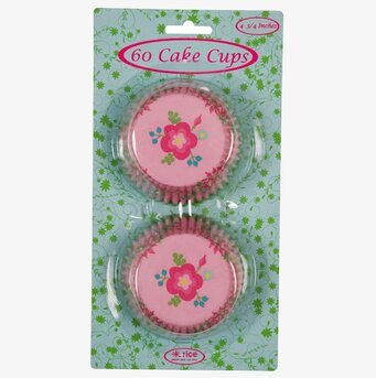Muffinsform Blommor från Rice, 60 st, rosa med blommotiv