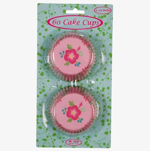 Muffinsform Blommor från Rice, 60 st, rosa med blommotiv