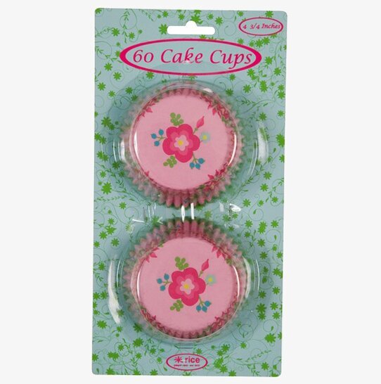 Muffinsform Blommor från Rice, 60 st, rosa med blommotiv