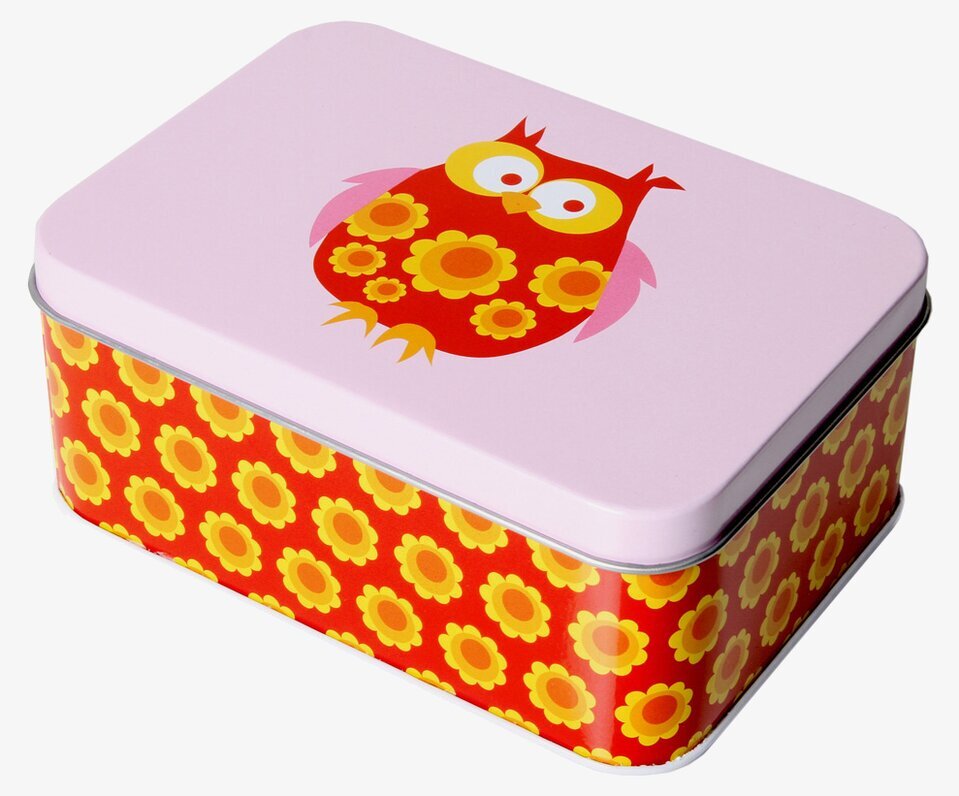 Mellanbox - Röd uggla från Blafre med färgglad design