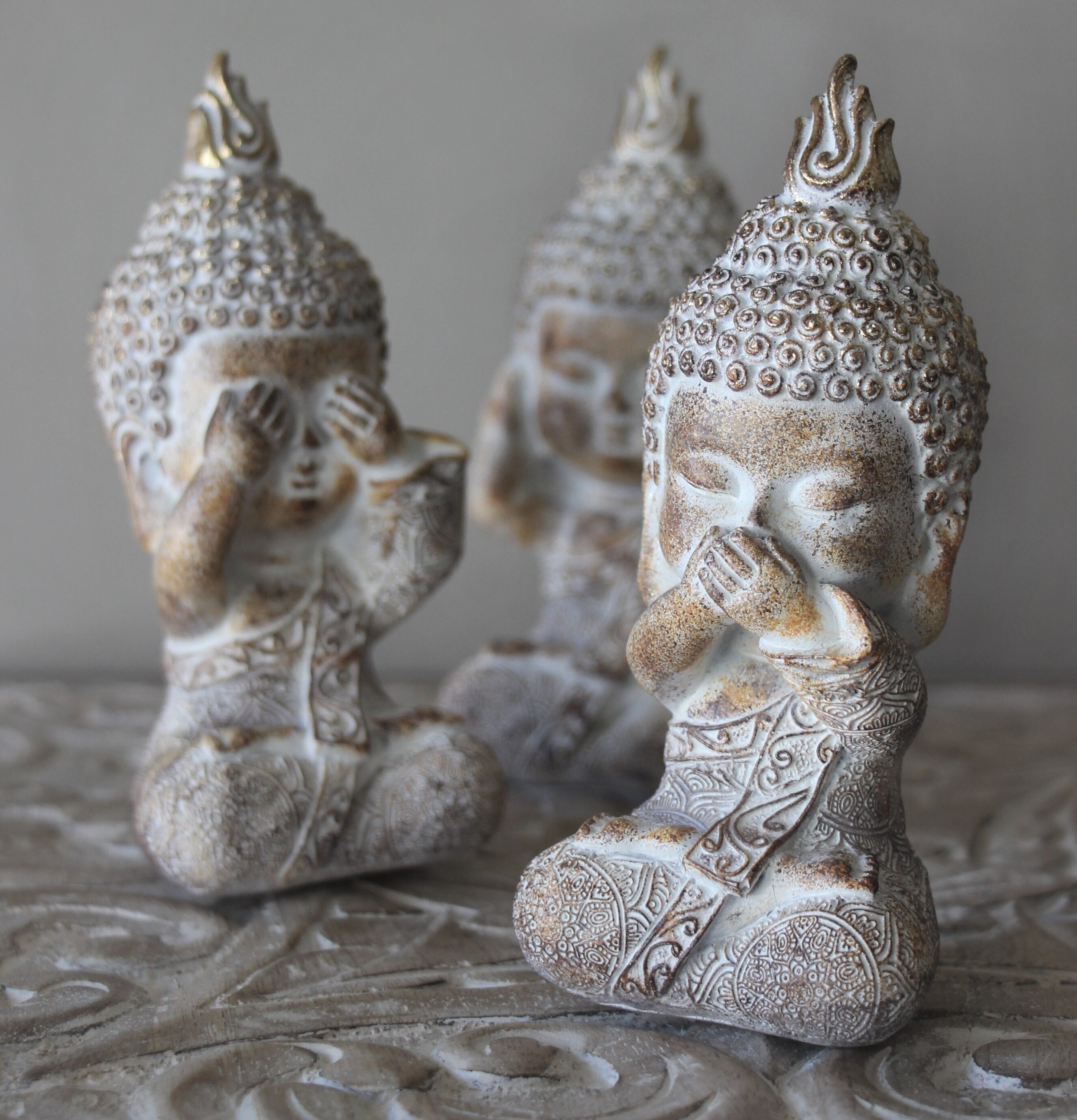 Buddha Monks See Hear Speak No Evil från Majas Cottage