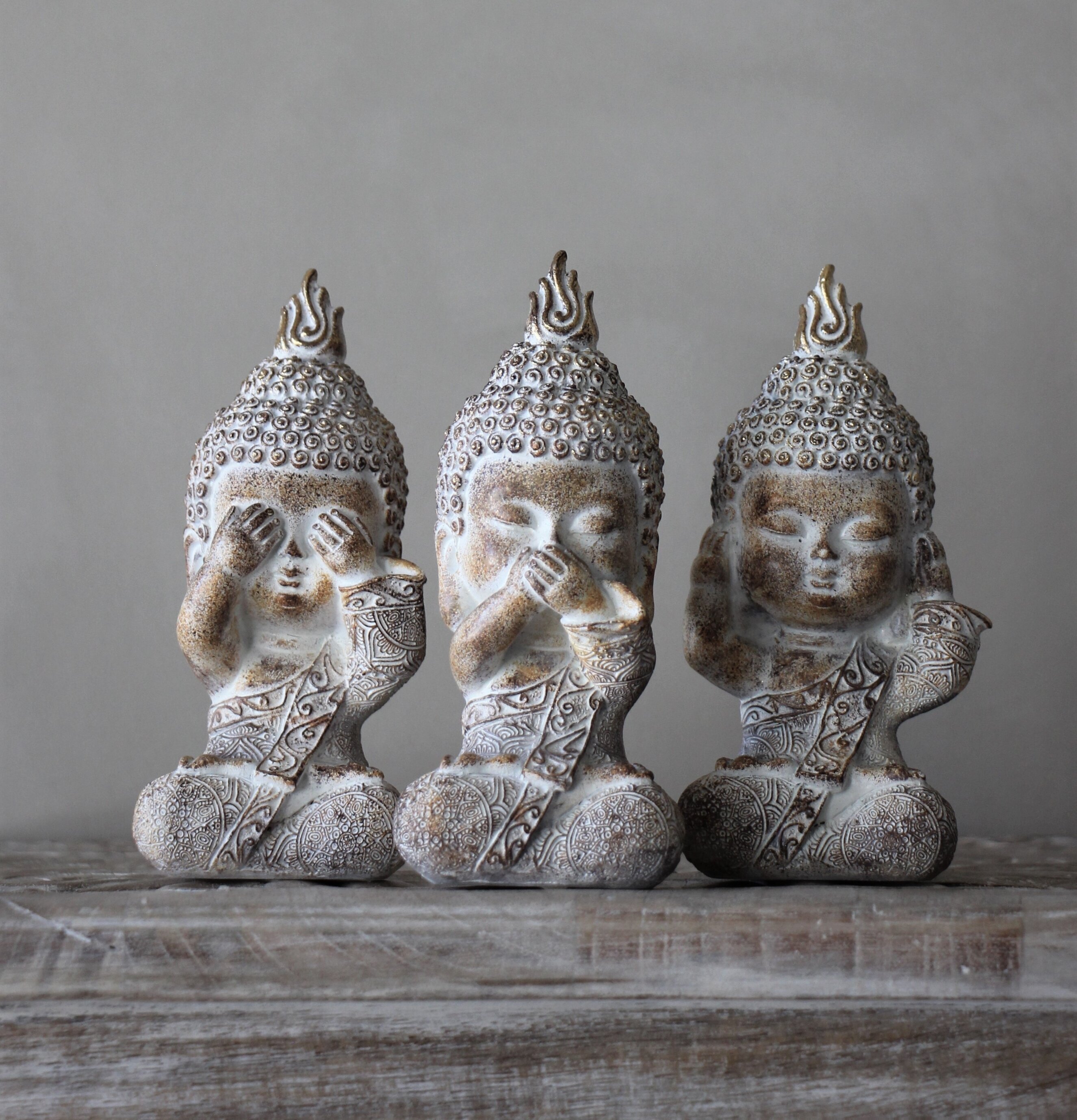 Buddha Monks See Hear Speak No Evil från Majas Cottage
