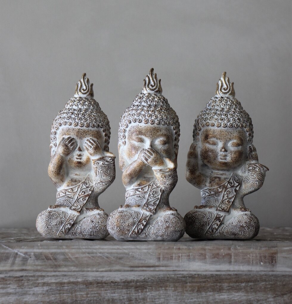 Buddha Monks See Hear Speak No Evil från Majas Cottage