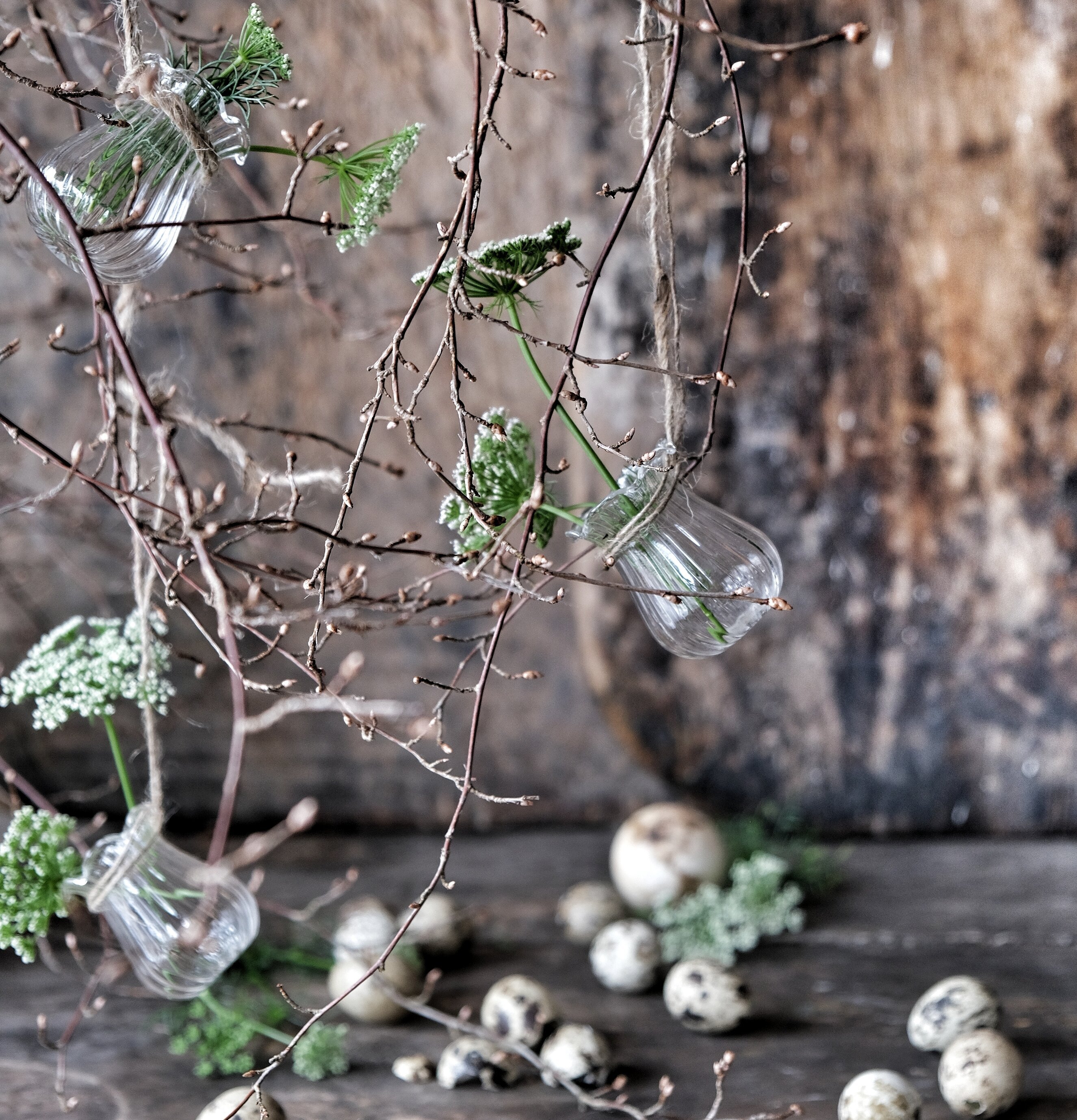 Peony Glasvas Mini Klarglas från Majas Cottage med kvistar