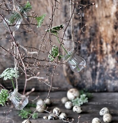 Peony Glasvas Mini Klarglas från Majas Cottage med kvistar