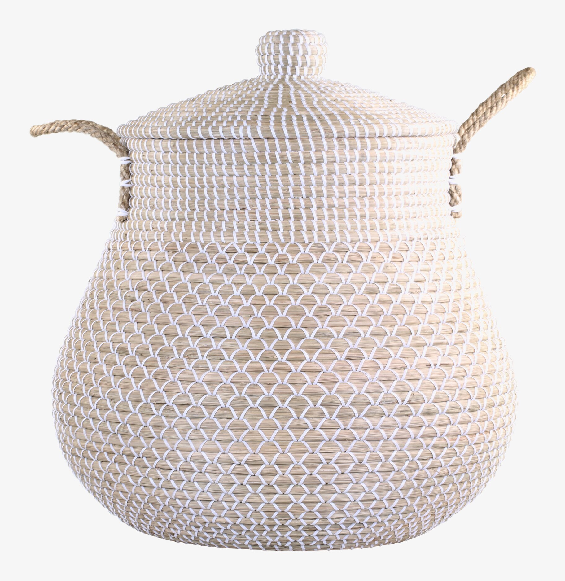 Korg Med Flätat Handtag & Lock från Chic Antique, naturmaterial