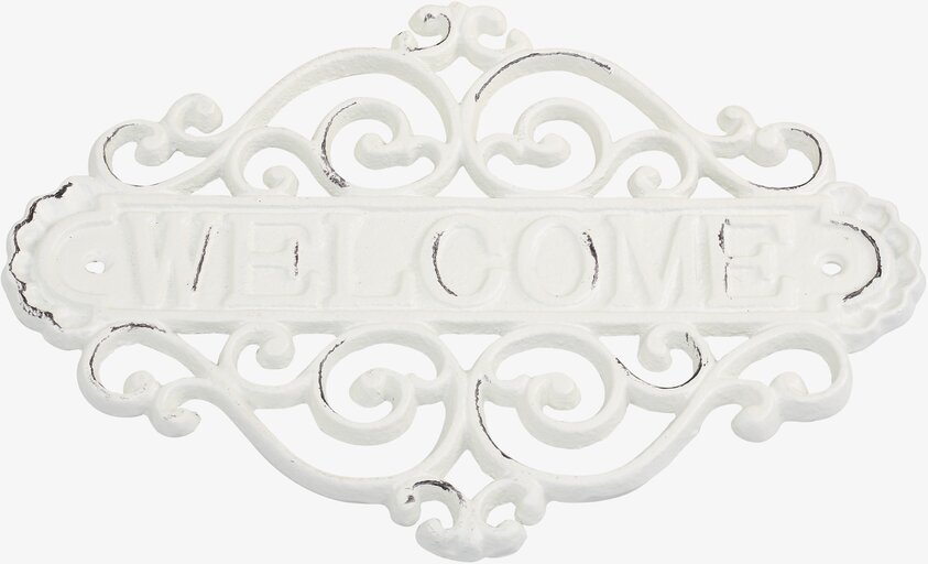 Skylt Welcome Antique Creme från Chic Antique i närbild