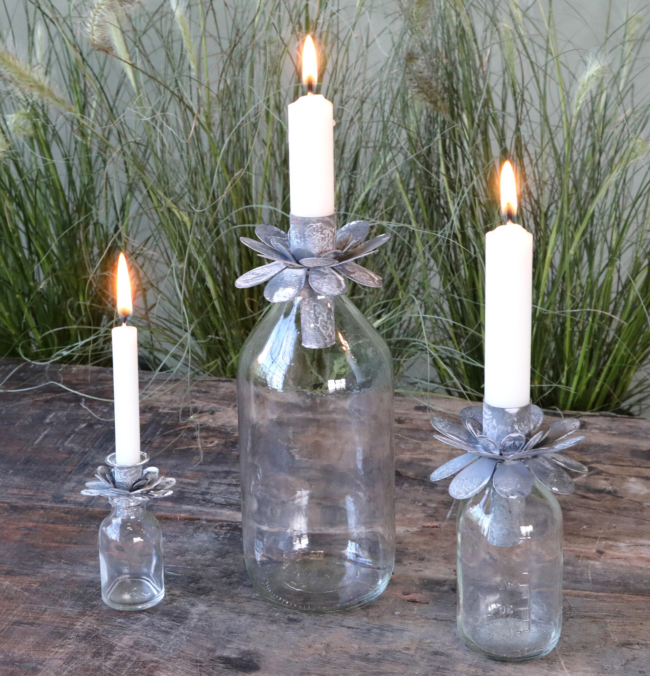 Glasflaska Inkl ljushållare Blomma från Chic Antique på bord