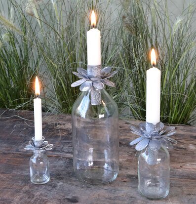 Glasflaska Inkl ljushållare Blomma Chic Antique Ljusstakar Adventsstakar Ljushållare Ljushyllor