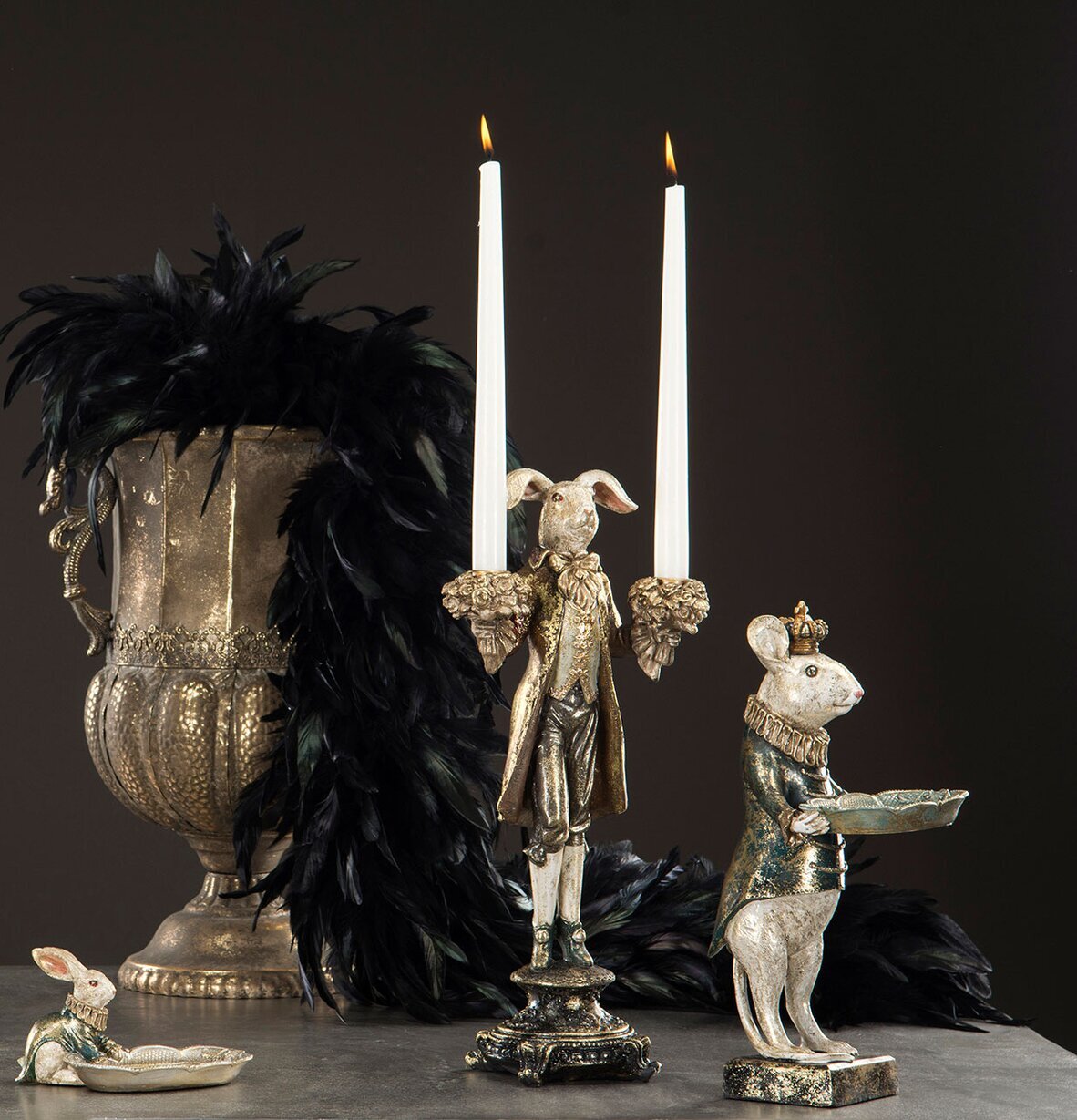 Ljusstake Kanin Guld från A Lot Decoration i elegant miljö