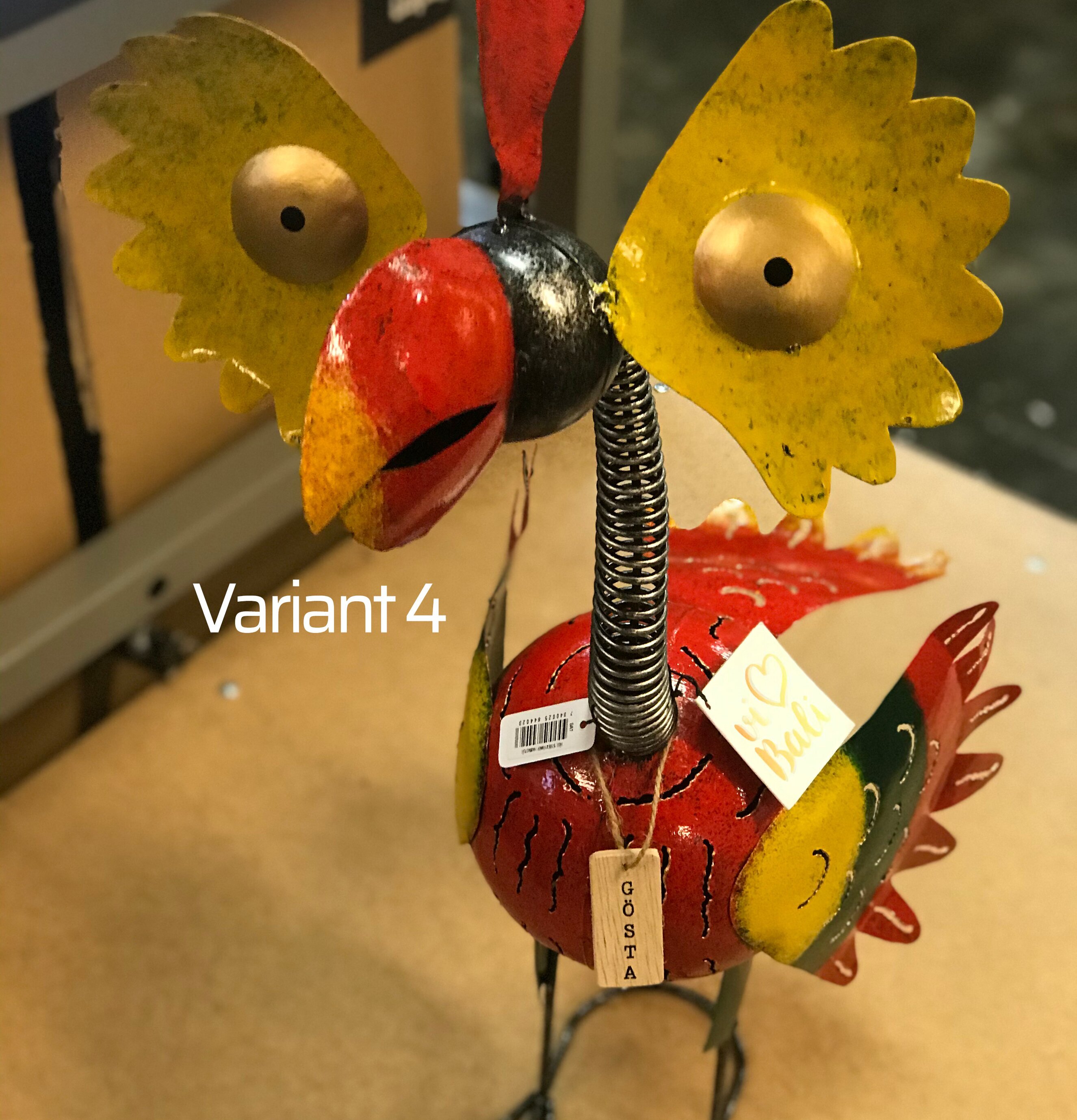 Fågel Plåt 60 Cm från Different Design, färgglad metallfågel