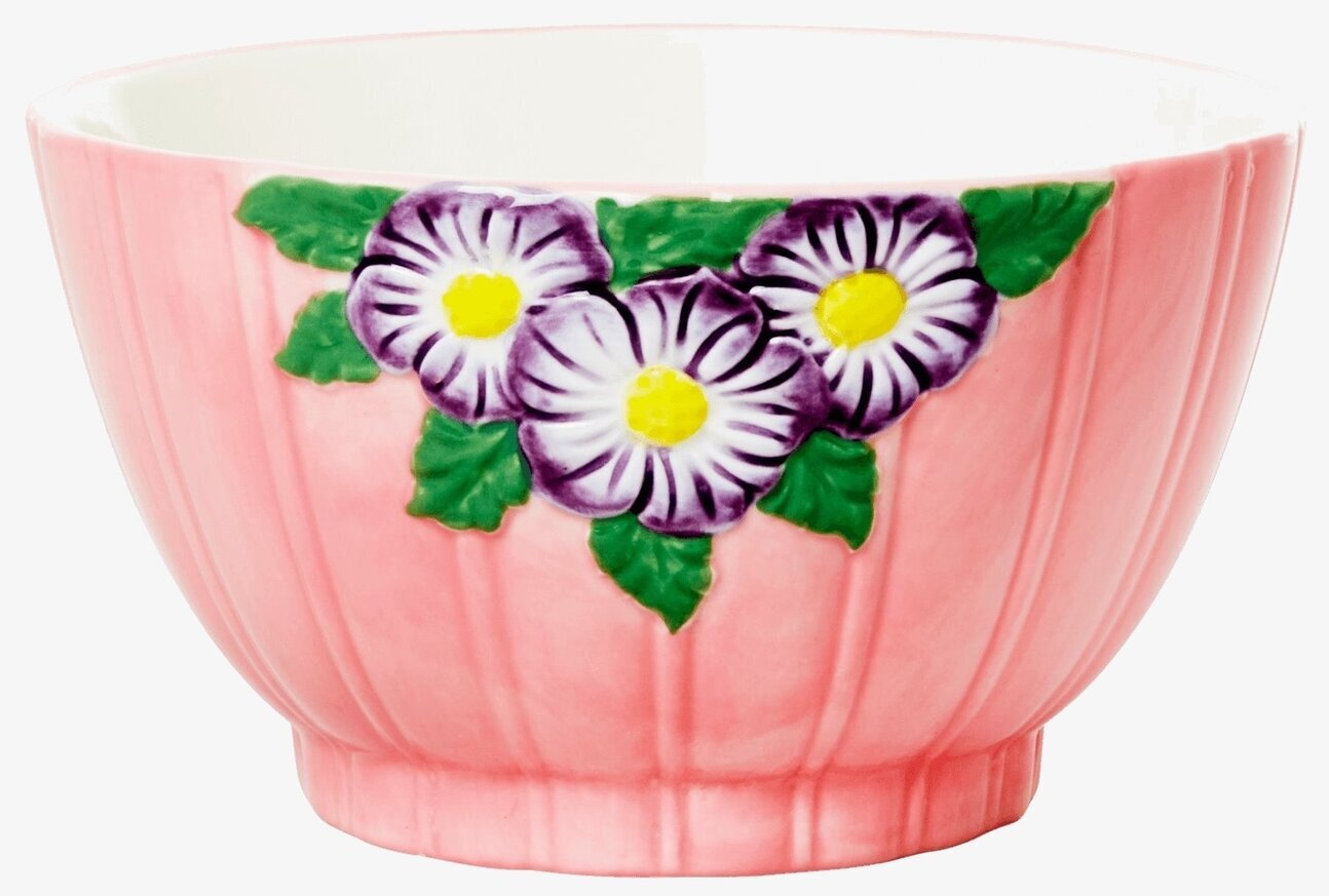 Skål Keramik Pink Flower Design från Rice med blommor