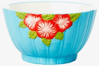 Skål Keramik Mint Flower Design från Rice med blommönster