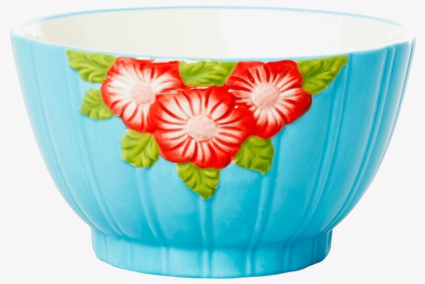 Skål Keramik Mint Flower Design från Rice med blommönster