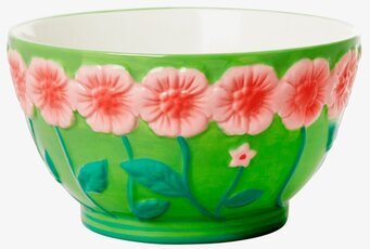 Skål Keramik Sage Green Flower Design från Rice