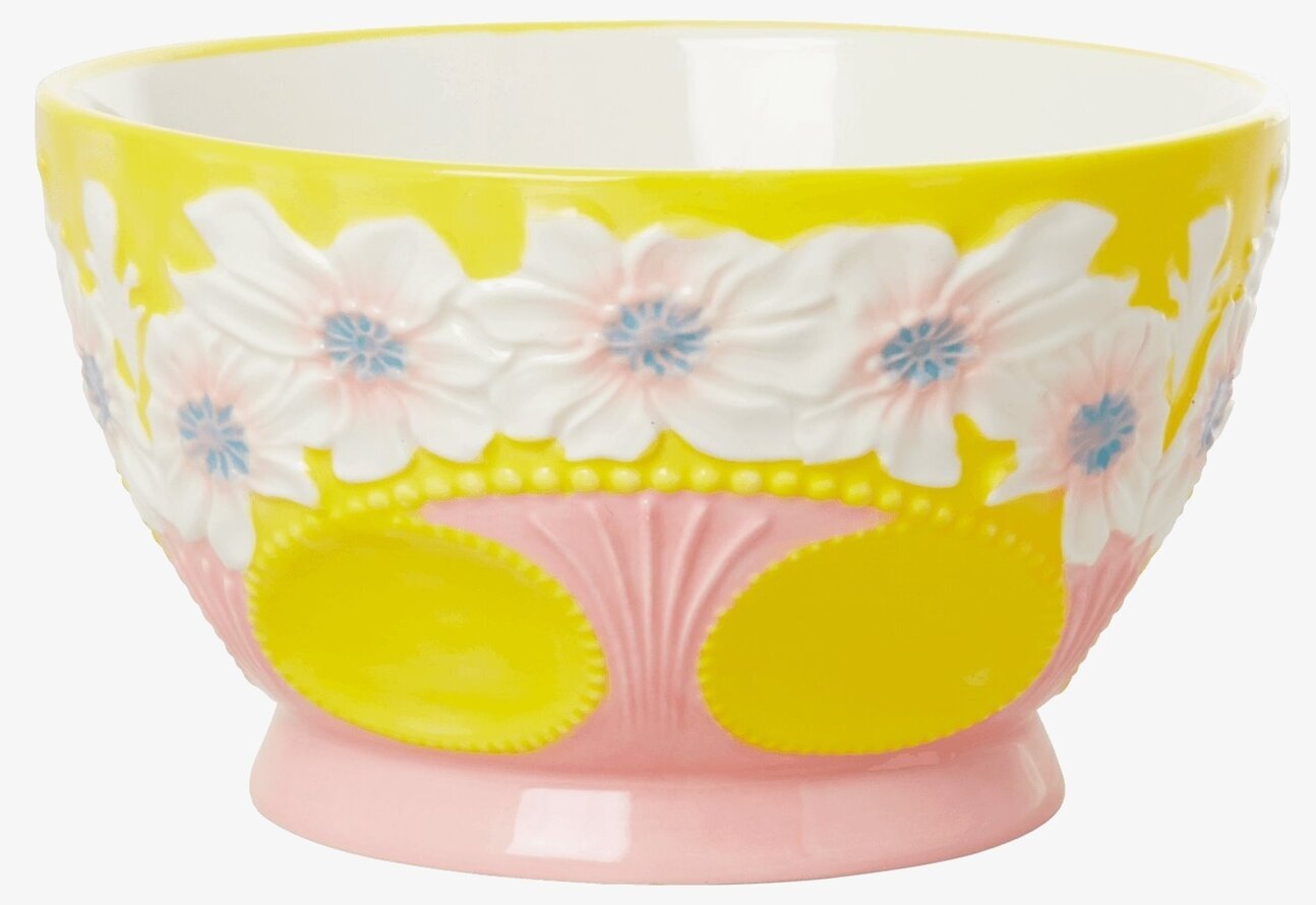 Skål Keramik Yellow Flower Design från Rice med blommotiv