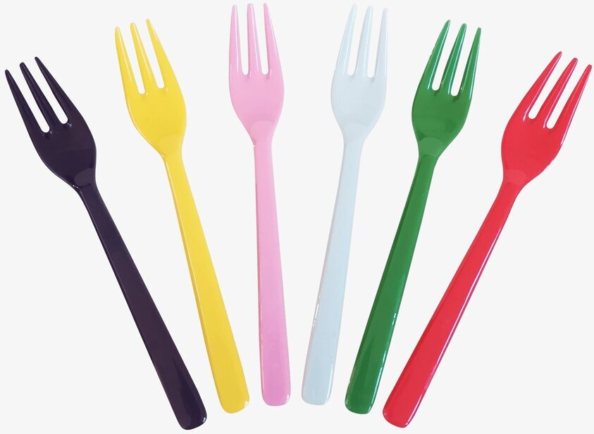 Tårtgaffel - Favorite Colors från Rice i sex färger
