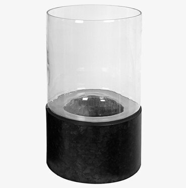 Zinkfot med glas från By ON, robust och elegant ljushållare