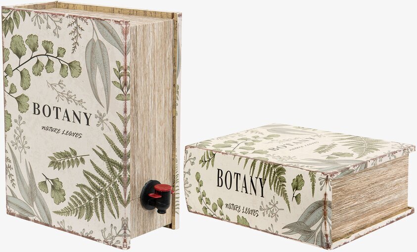 Vinbox Boklåda Leaves från A Lot Decoration med botanisk design
