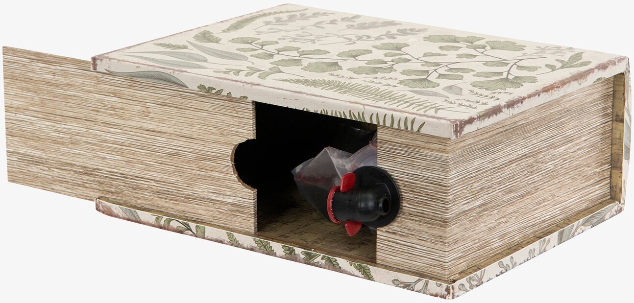 Vinbox Boklåda Leaves från A Lot Decoration med lövmönster