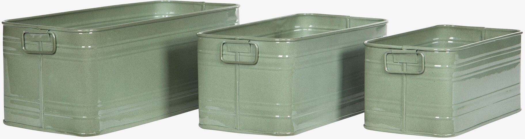 Kruka Kvadrat Emalj Grön Set/3 från A Lot Decoration