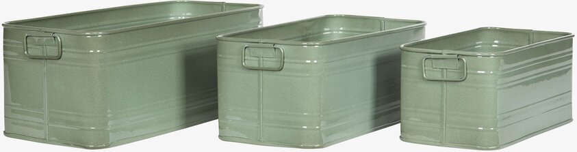 Kruka Kvadrat Emalj Grön Set/3 från A Lot Decoration