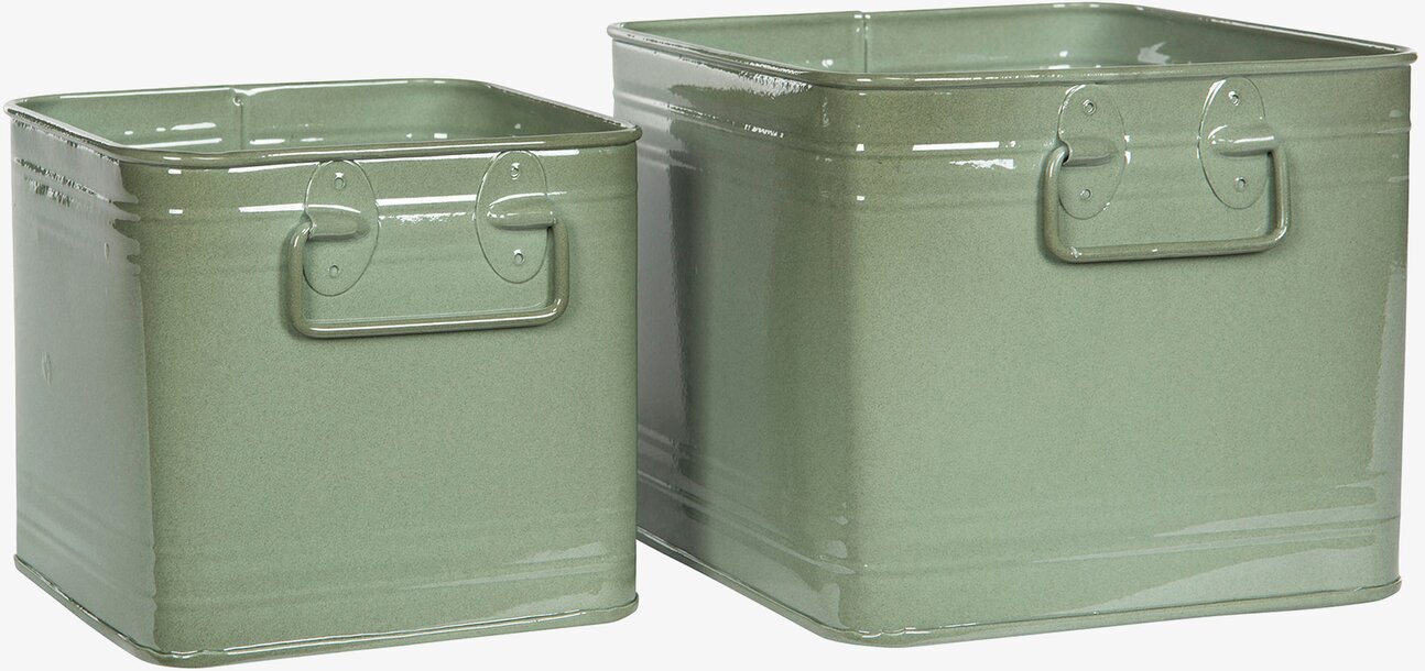 Kruka Kvadrat Emalj Grön Set/2 från A Lot Decoration