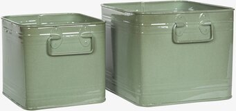 Kruka Kvadrat Emalj Grön Set/2 från A Lot Decoration