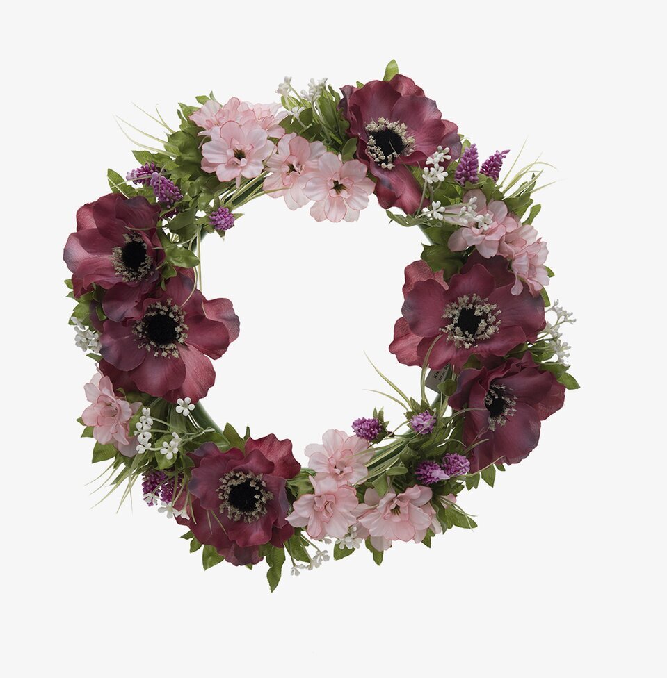 Blomsterkrans Rosa/Ljung 27 Cm från Mr Plant med rosa och lila blommor