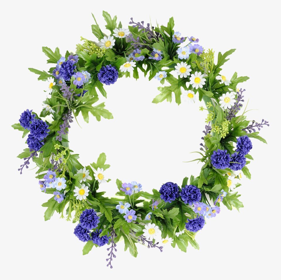 Blomsterkrans Blå/Vit 35 Cm från Mr Plant mot vit bakgrund