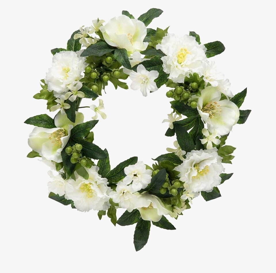 Blomsterkrans Vit 30 Cm från Mr Plant med vita blommor