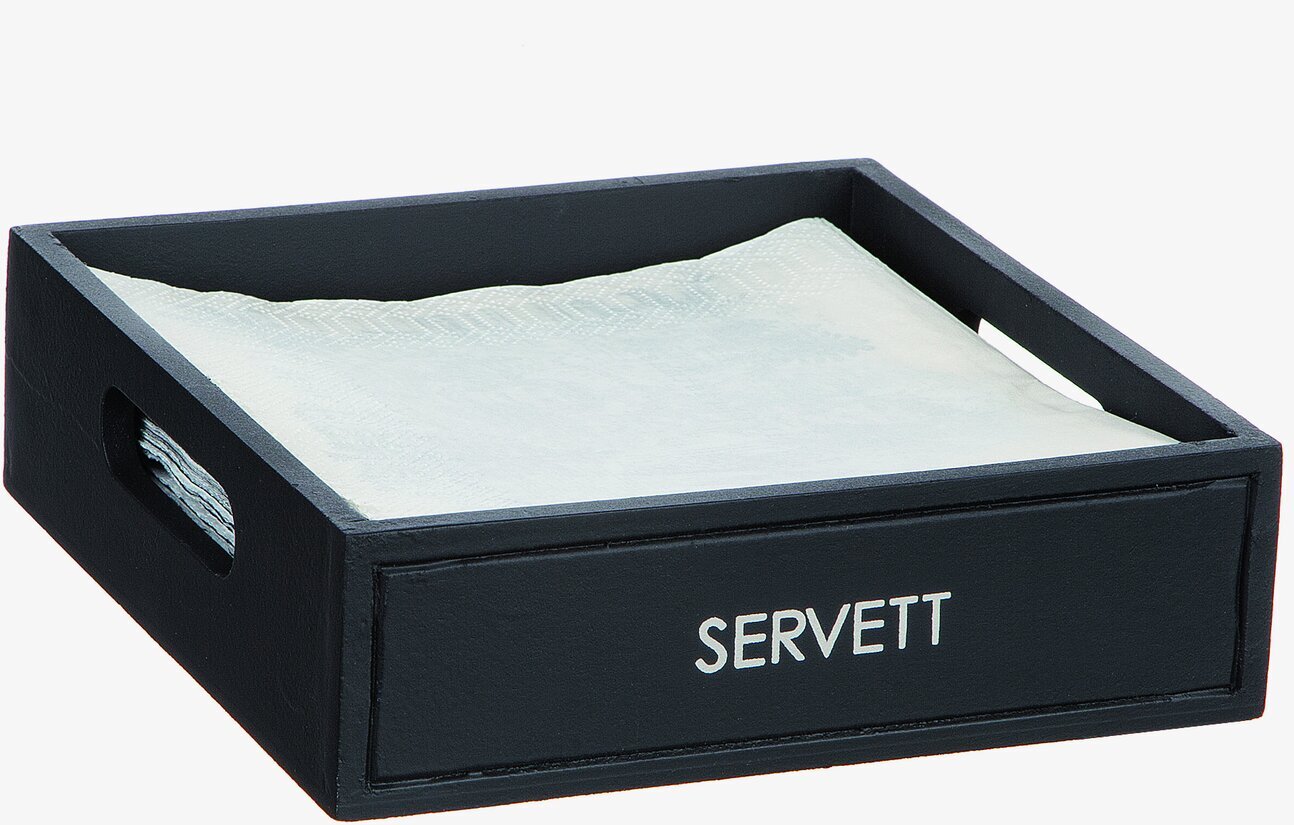 Trälåda Servett Svart från Different Design i trä med text