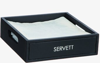 Trälåda Servett Svart från Different Design i trä med text
