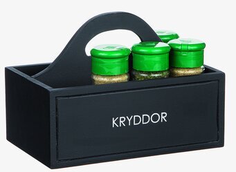 Trälåda Kryddor Svart från Different Design med kryddburkar