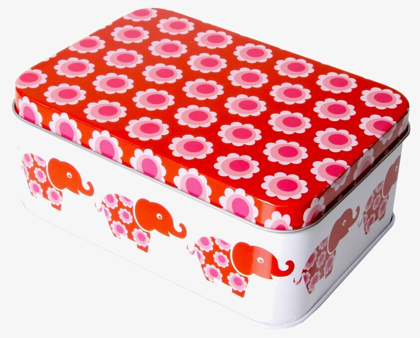 Mellanbox - Röda elefanter från Blafre med blommönster