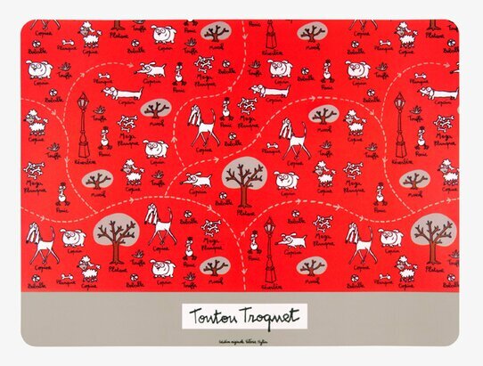 Underlägg hundskål röd från Derriére la porte med mönster