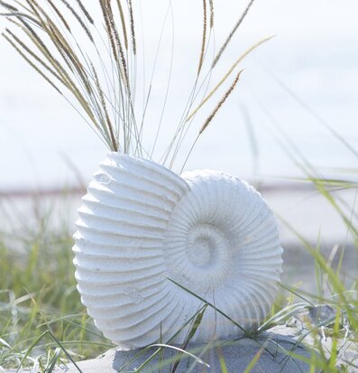 Shell Vas Vit från Wikholm Form i naturlig utomhusmiljö