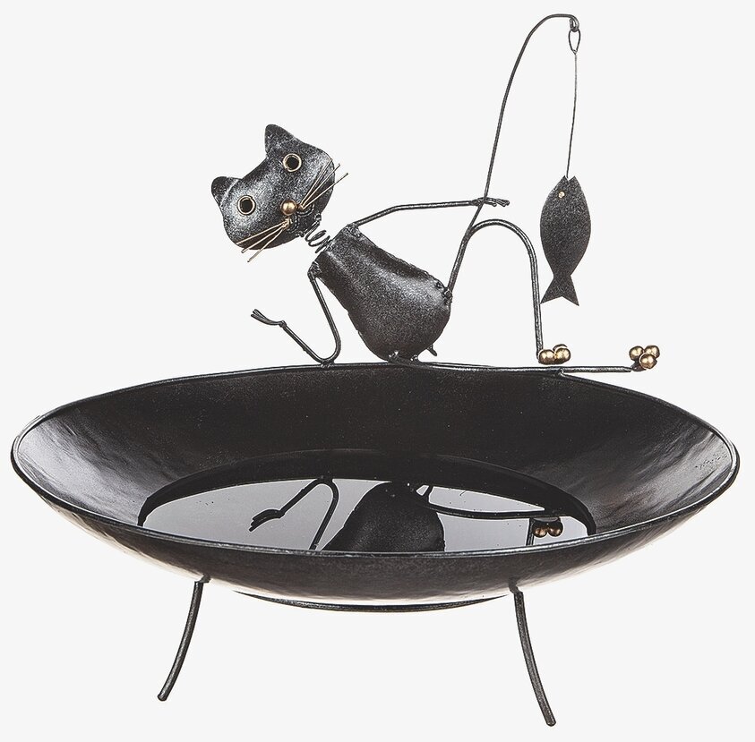 Fågelbad Katt från Different Design i svart metall