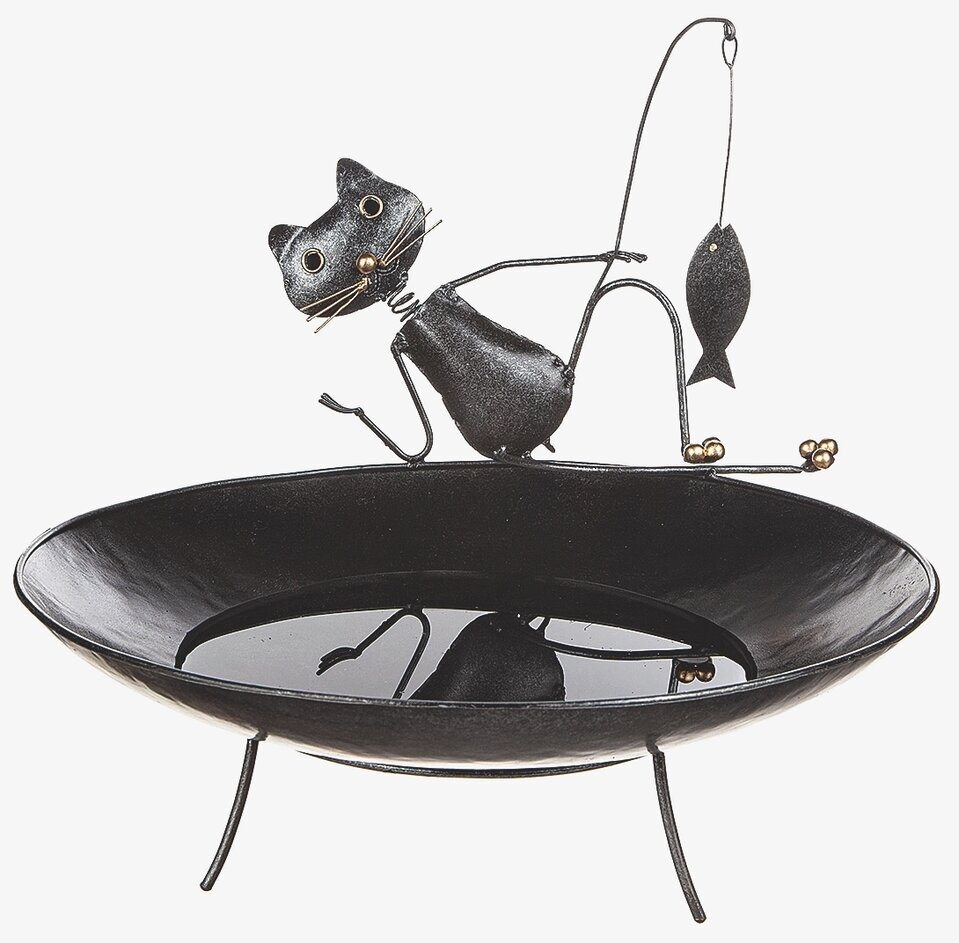 Fågelbad Katt från Different Design i svart metall