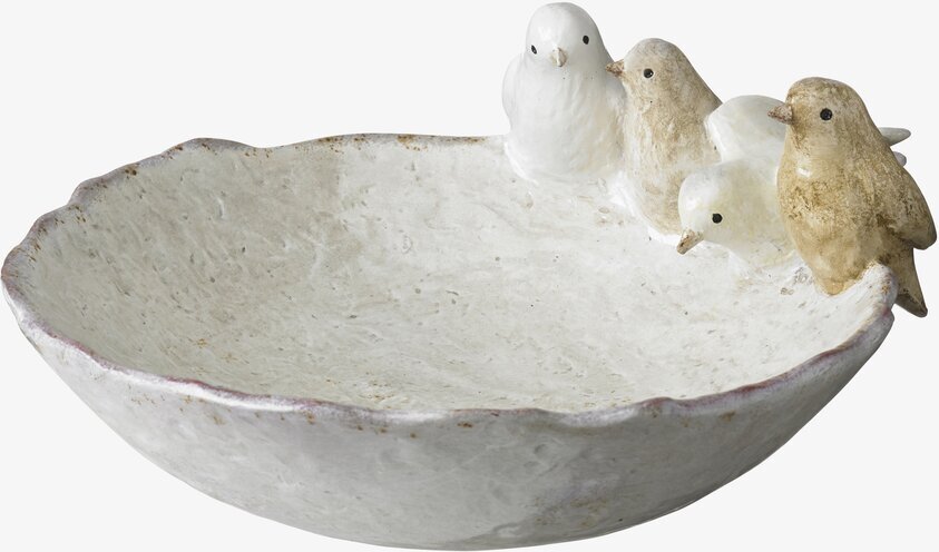Fågelbad Dekoration Vit Melerad från Wikholm Form