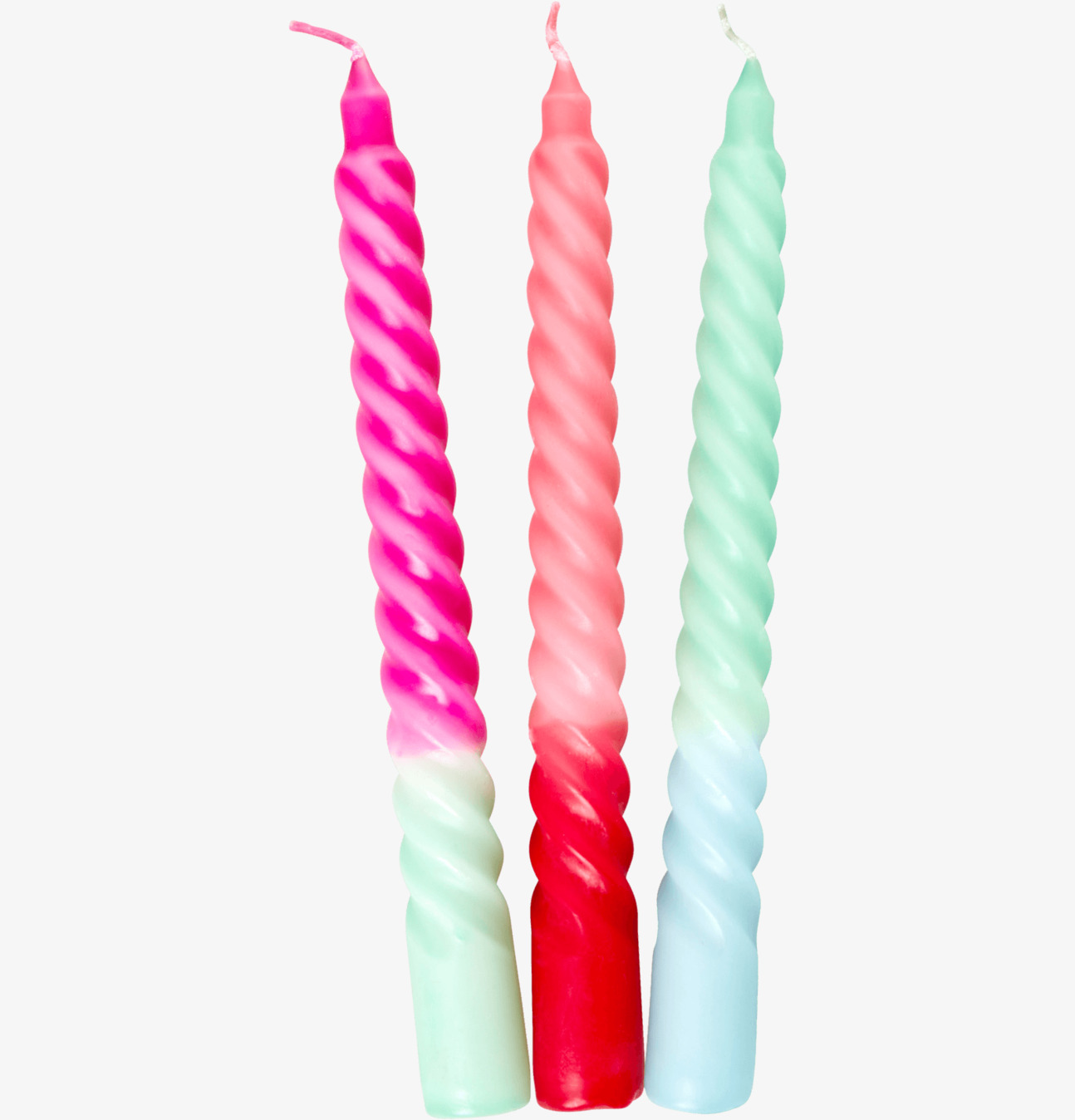 Twisted Candles från Rice i pastellfärger och vriden design